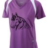  James & Nicholson Ladies' Running-T (paars/wit) Thumbnail