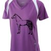  James & Nicholson Ladies' Running-T (paars/wit) Thumbnail
