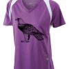  James & Nicholson Ladies' Running-T (paars/wit) Thumbnail