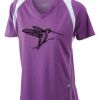  James & Nicholson Ladies' Running-T (paars/wit) Thumbnail