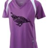  James & Nicholson Ladies' Running-T (paars/wit) Thumbnail