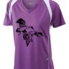  James & Nicholson Ladies' Running-T (paars/wit) Thumbnail