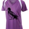  James & Nicholson Ladies' Running-T (paars/wit) Thumbnail