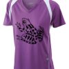  James & Nicholson Ladies' Running-T (paars/wit) Thumbnail