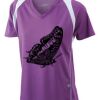  James & Nicholson Ladies' Running-T (paars/wit) Thumbnail