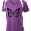  James & Nicholson Ladies' Running-T (paars/wit) Thumbnail