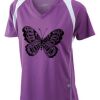  James & Nicholson Ladies' Running-T (paars/wit) Thumbnail