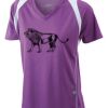  James & Nicholson Ladies' Running-T (paars/wit) Thumbnail