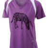  James & Nicholson Ladies' Running-T (paars/wit) Thumbnail