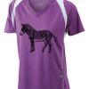  James & Nicholson Ladies' Running-T (paars/wit) Thumbnail