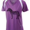  James & Nicholson Ladies' Running-T (paars/wit) Thumbnail