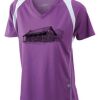  James & Nicholson Ladies' Running-T (paars/wit) Thumbnail