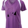  James & Nicholson Ladies' Running-T (paars/wit) Thumbnail