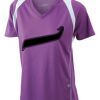  James & Nicholson Ladies' Running-T (paars/wit) Thumbnail