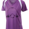  James & Nicholson Ladies' Running-T (paars/wit) Thumbnail