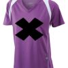  James & Nicholson Ladies' Running-T (paars/wit) Thumbnail