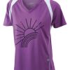  James & Nicholson Ladies' Running-T (paars/wit) Thumbnail