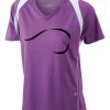  James & Nicholson Ladies' Running-T (paars/wit) Thumbnail