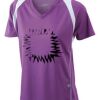  James & Nicholson Ladies' Running-T (paars/wit) Thumbnail