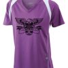  James & Nicholson Ladies' Running-T (paars/wit) Thumbnail