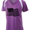  James & Nicholson Ladies' Running-T (paars/wit) Thumbnail