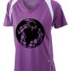  James & Nicholson Ladies' Running-T (paars/wit) Thumbnail
