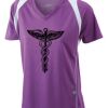  James & Nicholson Ladies' Running-T (paars/wit) Thumbnail