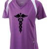  James & Nicholson Ladies' Running-T (paars/wit) Thumbnail