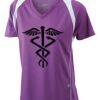  James & Nicholson Ladies' Running-T (paars/wit) Thumbnail