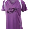  James & Nicholson Ladies' Running-T (paars/wit) Thumbnail