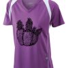  James & Nicholson Ladies' Running-T (paars/wit) Thumbnail