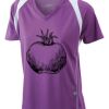  James & Nicholson Ladies' Running-T (paars/wit) Thumbnail