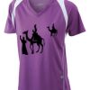  James & Nicholson Ladies' Running-T (paars/wit) Thumbnail