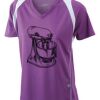  James & Nicholson Ladies' Running-T (paars/wit) Thumbnail