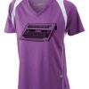  James & Nicholson Ladies' Running-T (paars/wit) Thumbnail