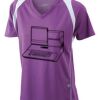  James & Nicholson Ladies' Running-T (paars/wit) Thumbnail