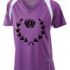  James & Nicholson Ladies' Running-T (paars/wit) Thumbnail