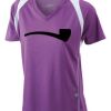  James & Nicholson Ladies' Running-T (paars/wit) Thumbnail