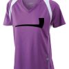  James & Nicholson Ladies' Running-T (paars/wit) Thumbnail