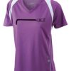  James & Nicholson Ladies' Running-T (paars/wit) Thumbnail
