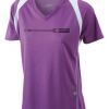  James & Nicholson Ladies' Running-T (paars/wit) Thumbnail