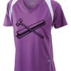  James & Nicholson Ladies' Running-T (paars/wit) Thumbnail