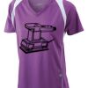  James & Nicholson Ladies' Running-T (paars/wit) Thumbnail