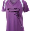  James & Nicholson Ladies' Running-T (paars/wit) Thumbnail