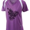  James & Nicholson Ladies' Running-T (paars/wit) Thumbnail