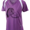  James & Nicholson Ladies' Running-T (paars/wit) Thumbnail