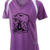  James & Nicholson Ladies' Running-T (paars/wit) Thumbnail