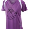  James & Nicholson Ladies' Running-T (paars/wit) Thumbnail