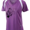 James & Nicholson Ladies' Running-T (paars/wit) Thumbnail