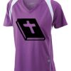  James & Nicholson Ladies' Running-T (paars/wit) Thumbnail